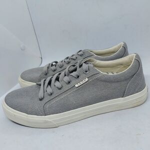 Taos Plim Soul Sneakers Gray Canvas Shoes Women's Size 9 Classic Casual Lace Up